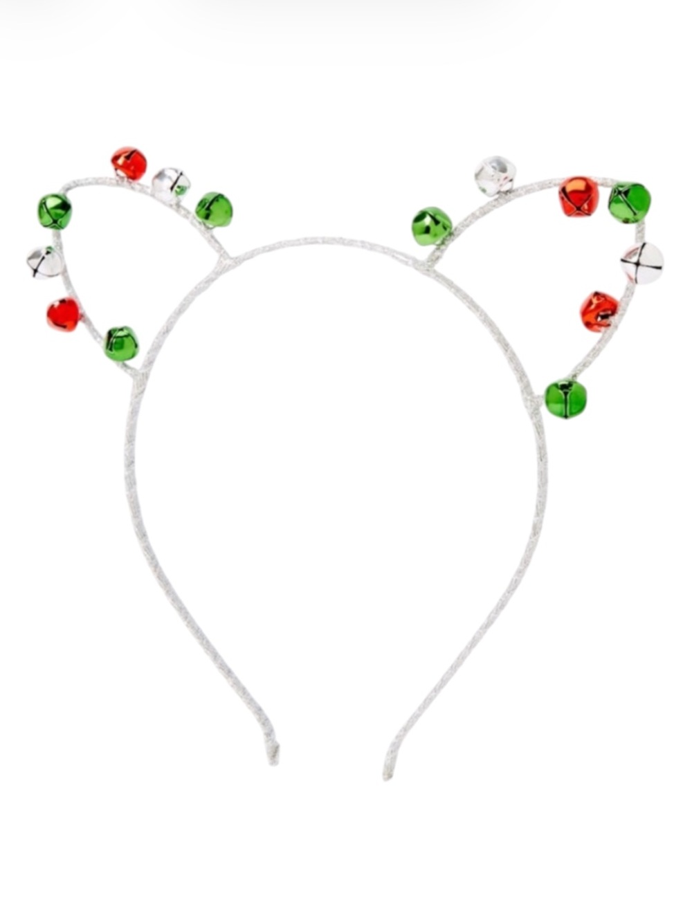 Claire’s Jingle Bell Cat Ear Headband Silver Holiday